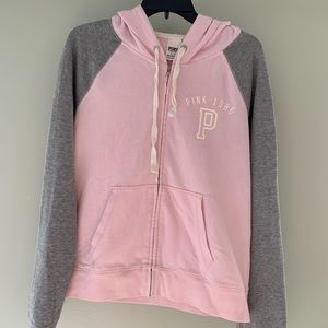 Pink and Grey Zip Up Sweatshirt